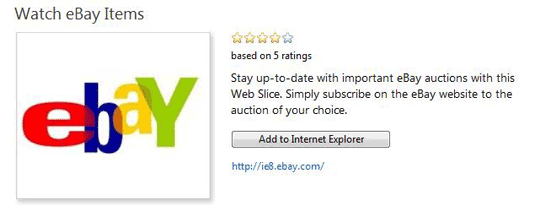 eBay Web Slice
