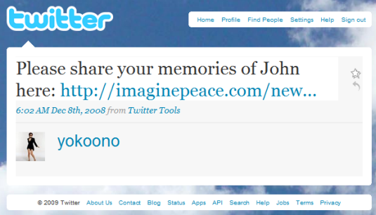 Yoko Ono on Twitter