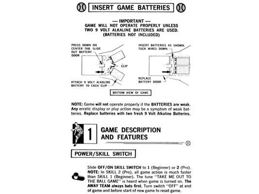 Coleco Baseball Manual