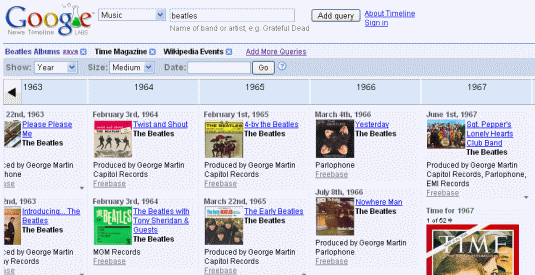 Google Timeline Search--Beatles