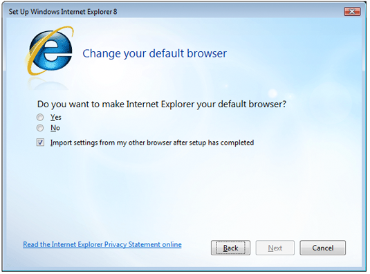 Internet Explorer First Run