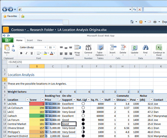 Office Excel Web App