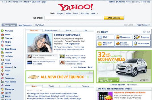 Old Yahoo Home Page