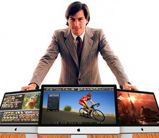 Steve Jobs with iMacs