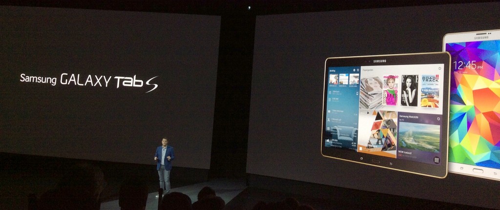 Samsung's Ryan Bidan presides over the Galaxy Tab S launch event at Madison Square Garden in New York City on June 12, 2014