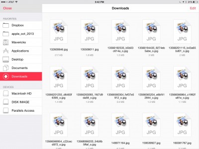 Parallels Access for iOS's new file manager